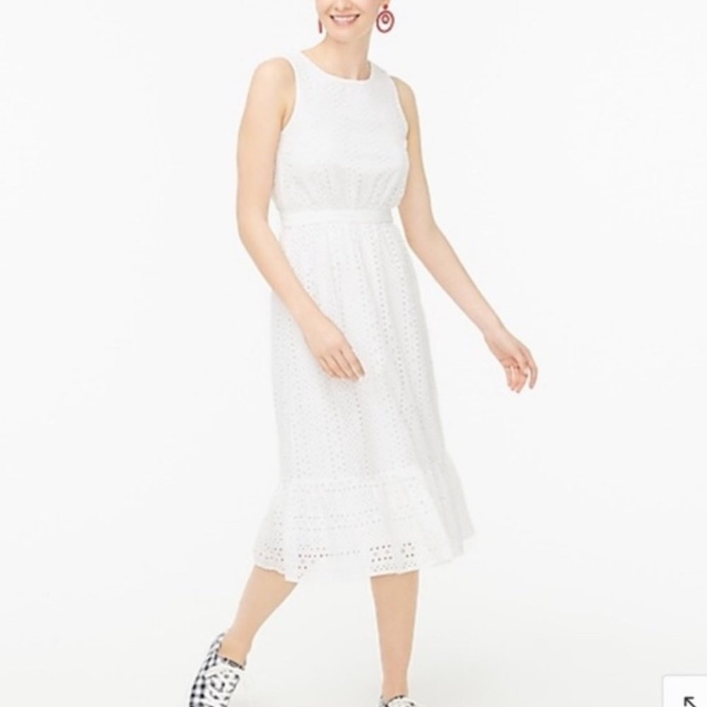 J.Crew Eyelet Embroidered White Sleeveless Tank Dress NWT Size 2